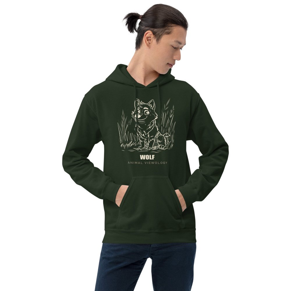 Animal Viewology Wolf Sketch Hoodie Front