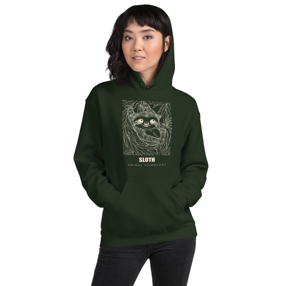 Animal Viewology Sloth Sketch Hoodie Front
