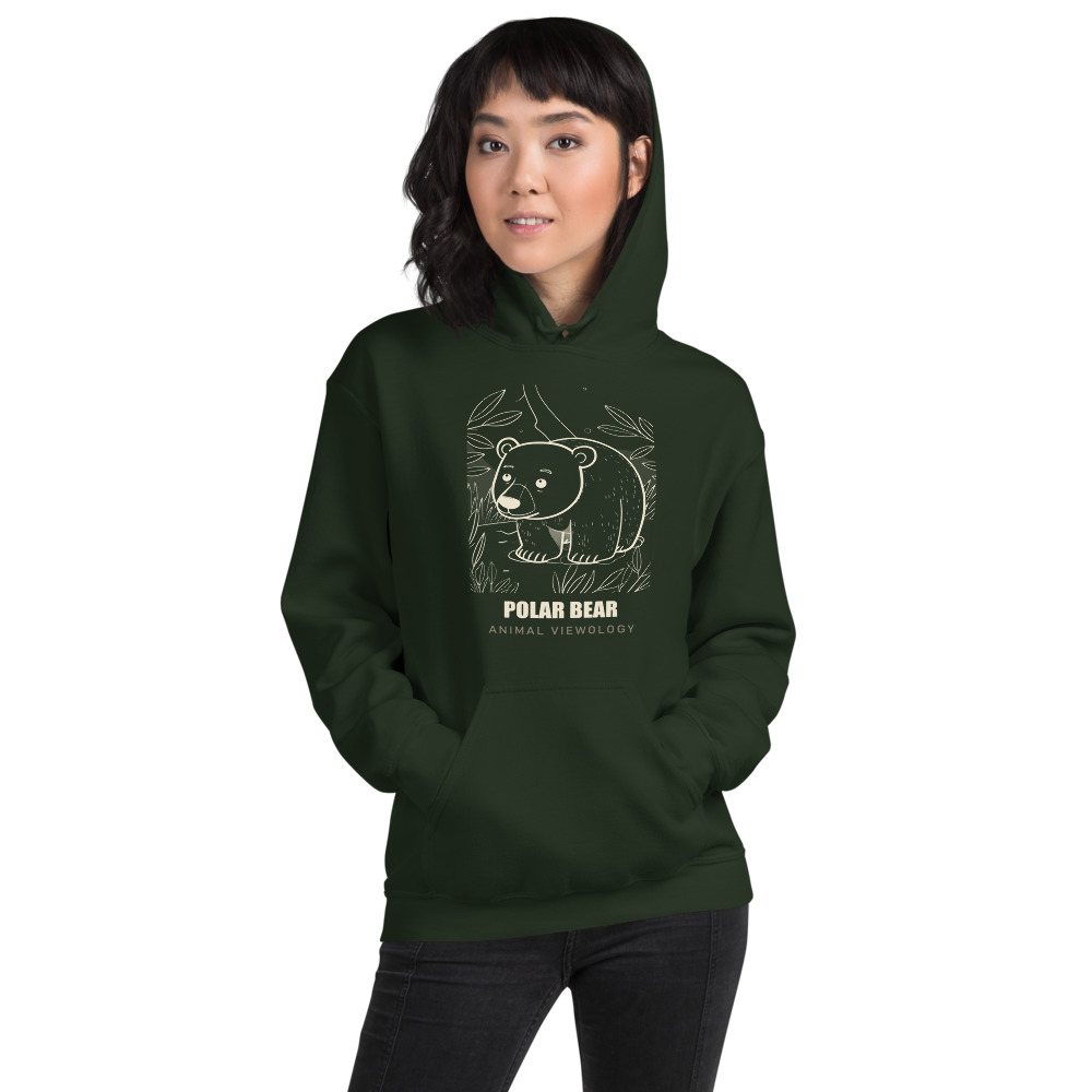 Animal Viewology Polar Bear Sketch Hoodie Front