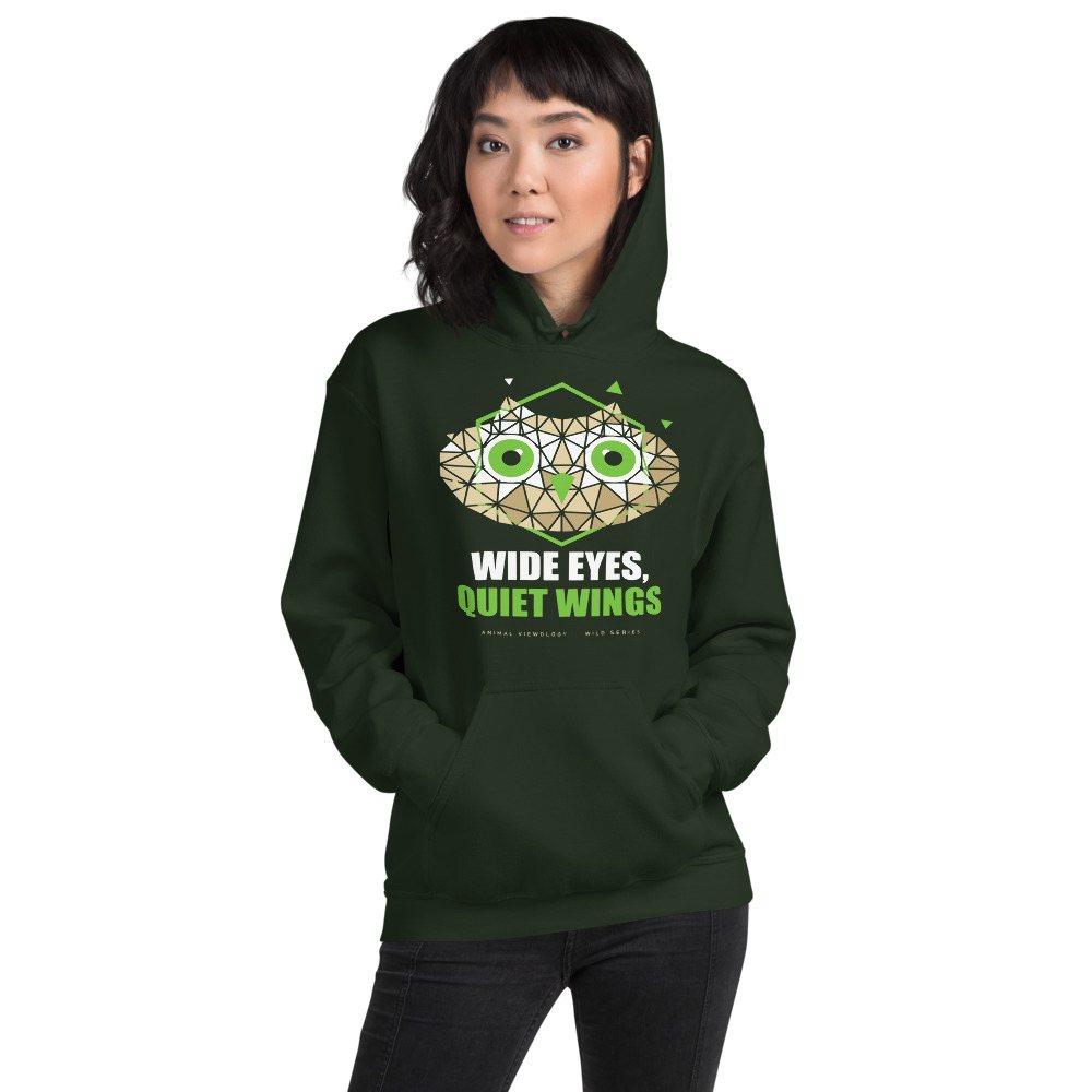 Animal Viewology Wide Eyes, Quiet Wings Wild Hoodie Front