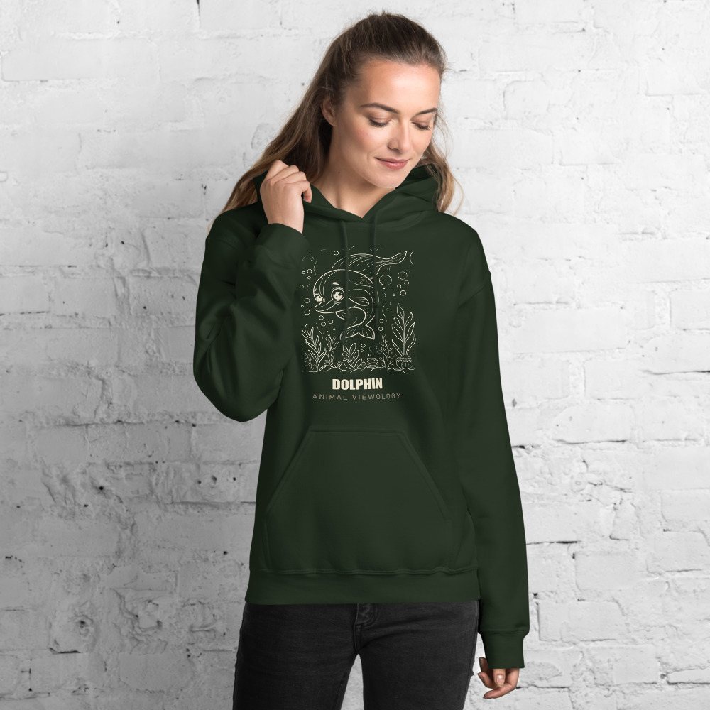 Animal Viewology Dolphin Sea Life Hoodie in Forest Green