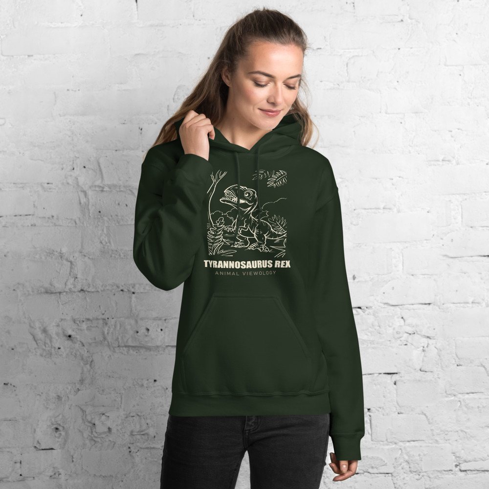 Animal Viewology Tyrannosaurus Rex Dino Life Hoodie in Forest Green