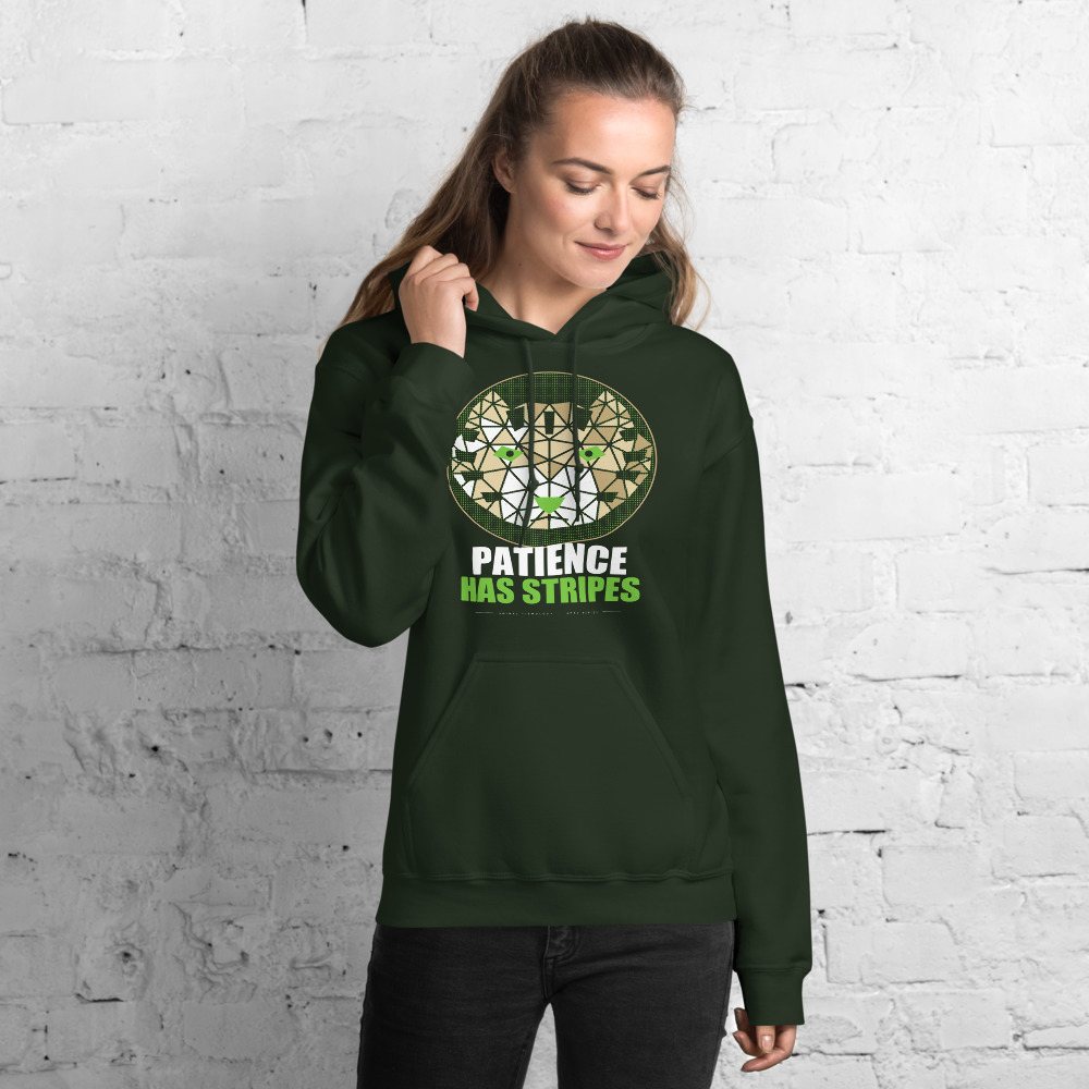 Animal Viewology Patience Has Stripes Field Guide Hoodie in Forest Green