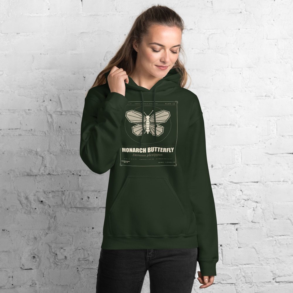 Animal Viewology Monarch Field Guide Field Guide Hoodie in Forest Green