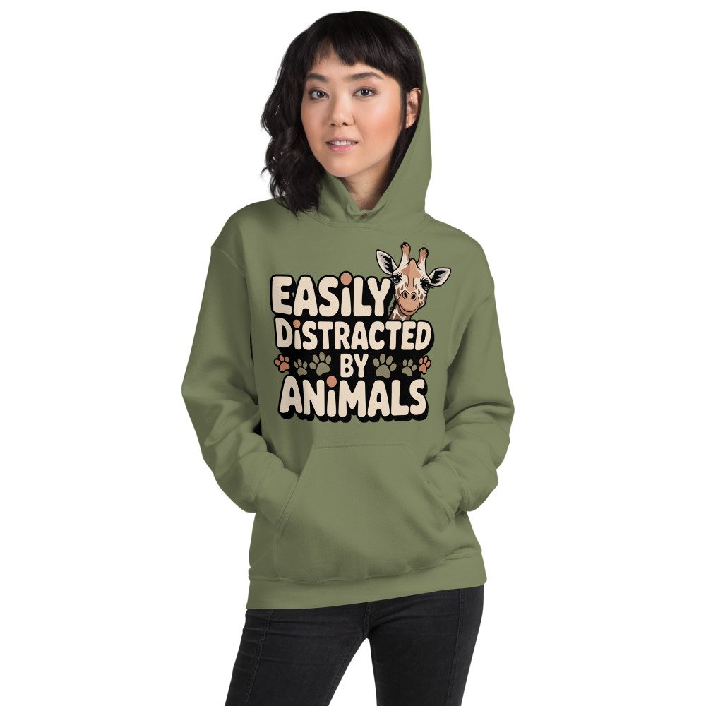 Animal Viewology Easily Distracted By Animals Hoodie Front