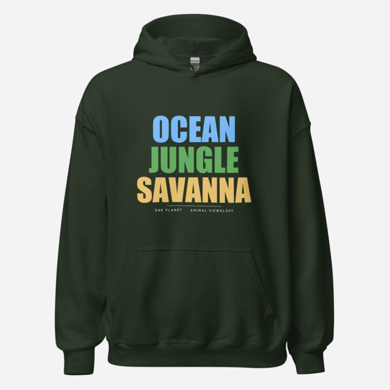 Animal Viewology Three Worlds Hoodie Forest Green