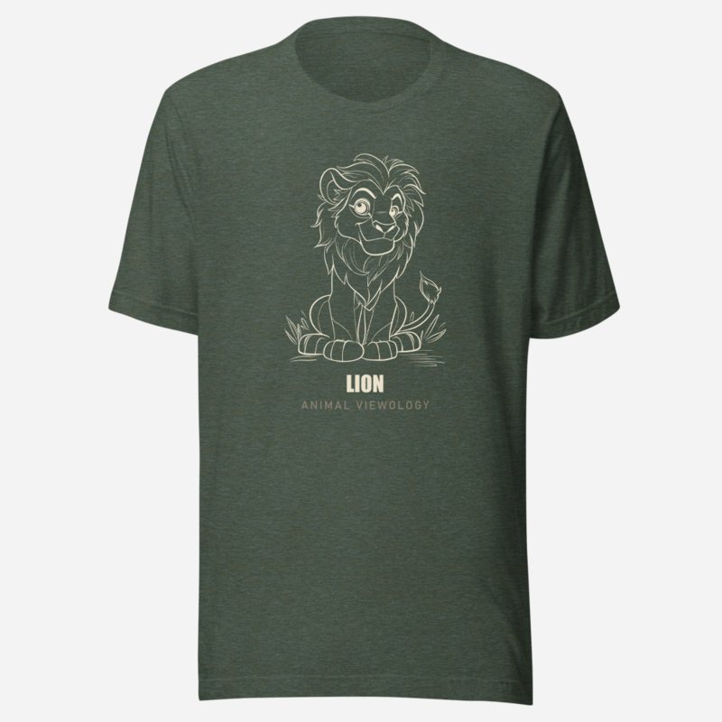 Animal Viewology Lion Sketch Tee in Heather Forest