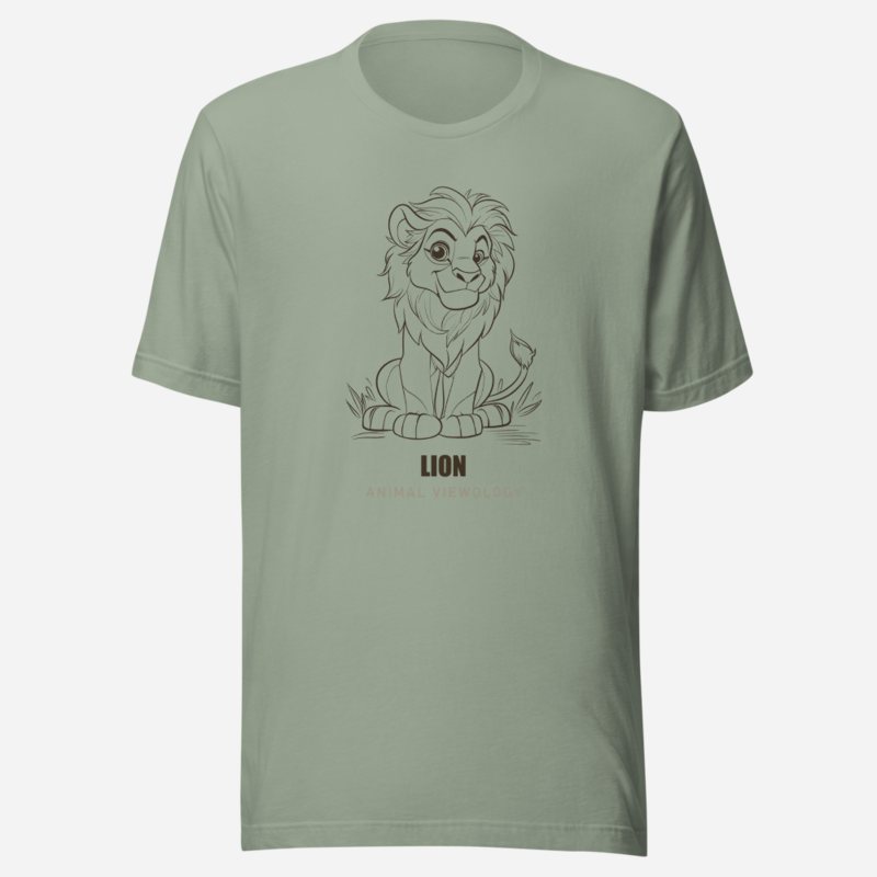 Animal Viewology Lion Sketch Tee in Sage