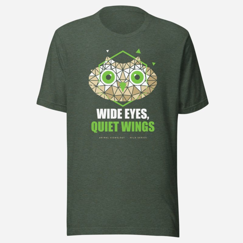 Animal Viewology Wide Eyes, Quiet Wings Wild Tee in Heather Forest