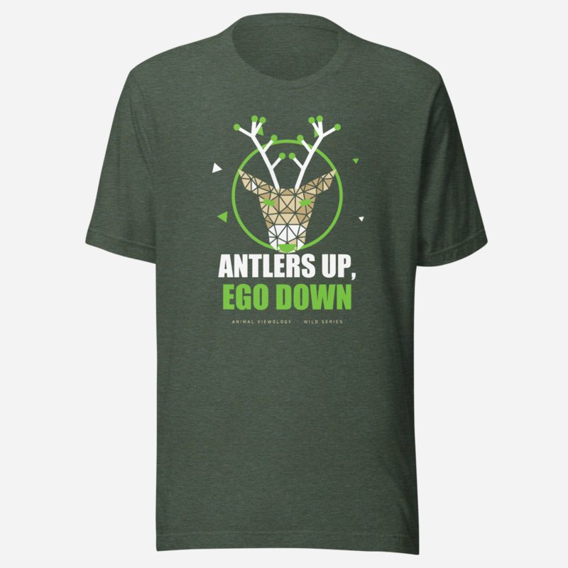 Animal Viewology Antlers Up, Ego Down Wild Tee in Heather Forest