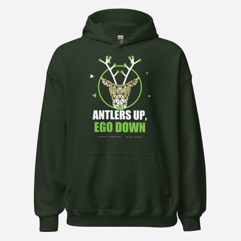 Animal Viewology Antlers Up, Ego Down Wild Hoodie Forest Green