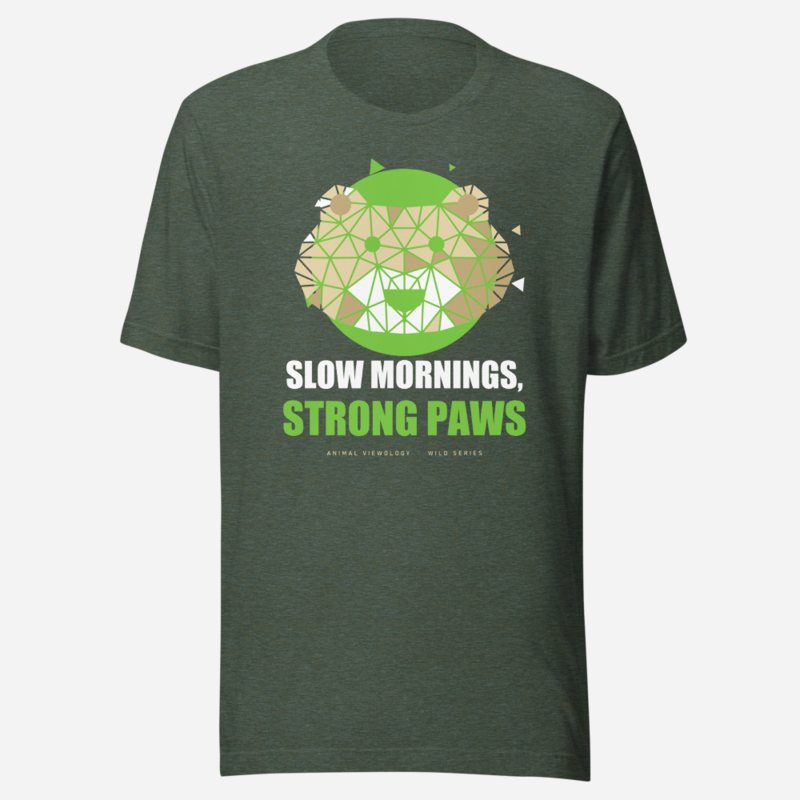 Animal Viewology Slow Mornings, Strong Paws Wild Tee in Heather Forest