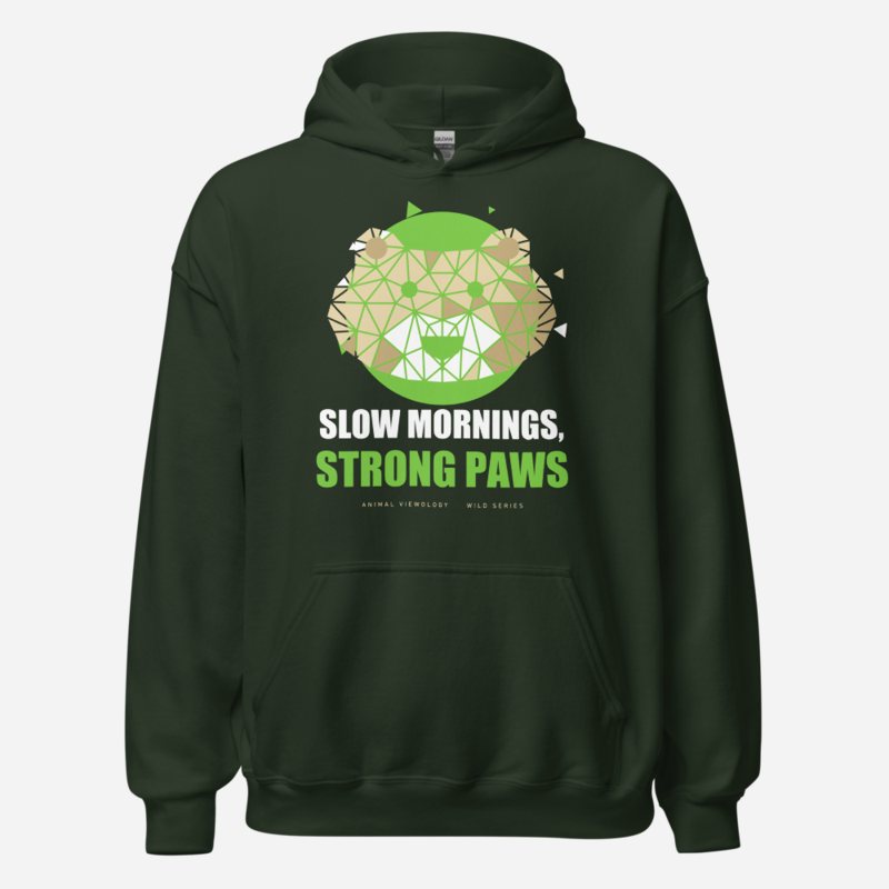 Animal Viewology Slow Mornings, Strong Paws Wild Hoodie Forest Green