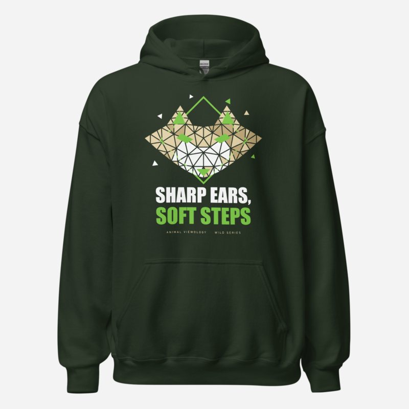Animal Viewology Sharp Ears, Soft Steps Wild Hoodie Forest Green