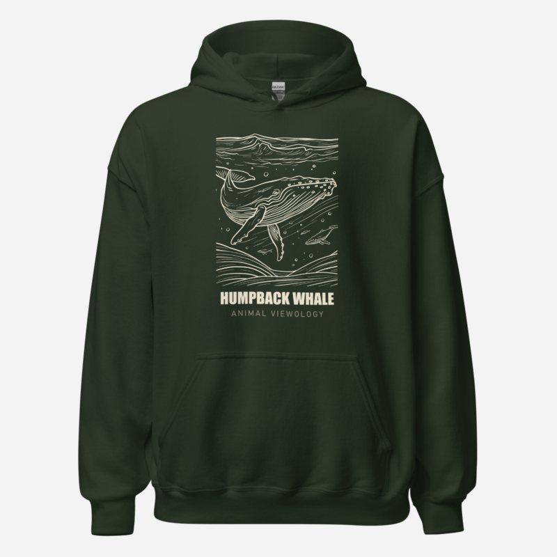 Animal Viewology Humpback Whale Sea Life Hoodie Forest Green