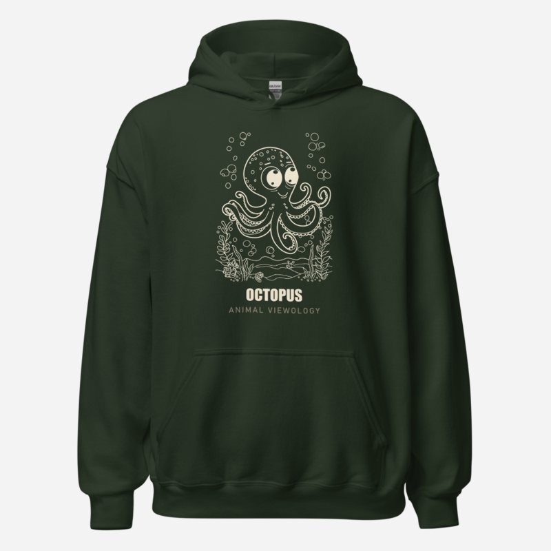 Animal Viewology Octopus Sea Life Hoodie Forest Green