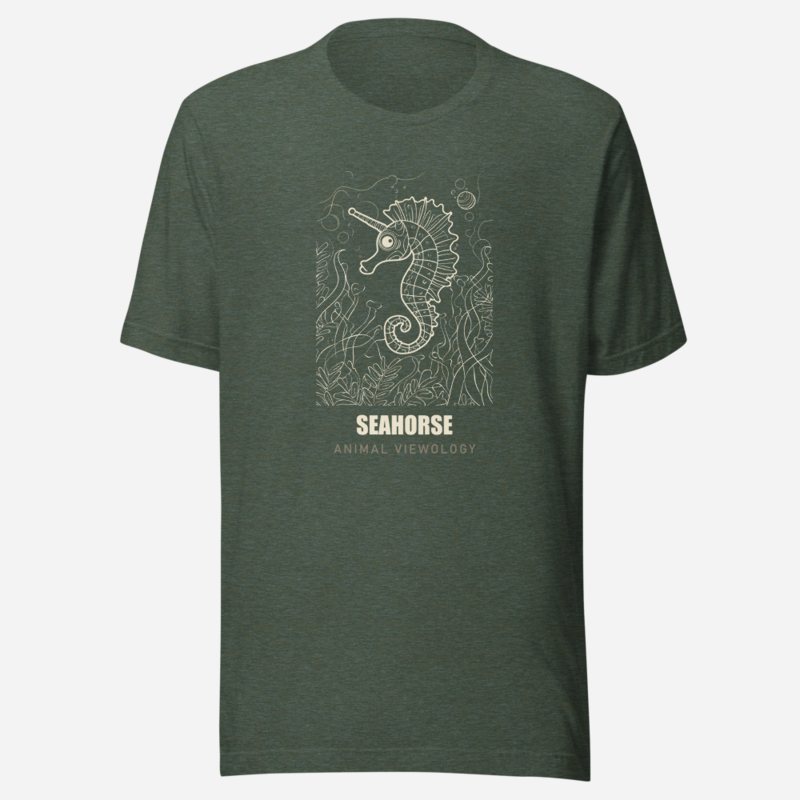 Animal Viewology Seahorse Sea Life Tee in Heather Forest