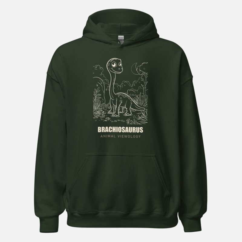 Animal Viewology Brachiosaurus Dino Life Hoodie Forest Green