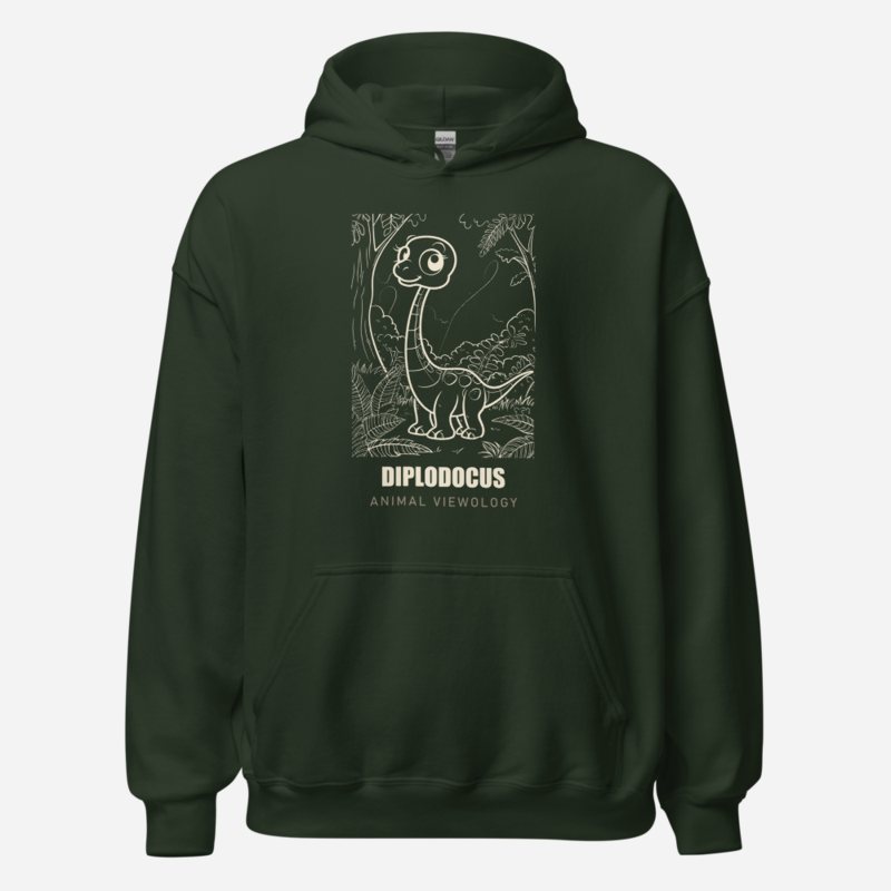 Animal Viewology Diplodocus Dino Life Hoodie Forest Green