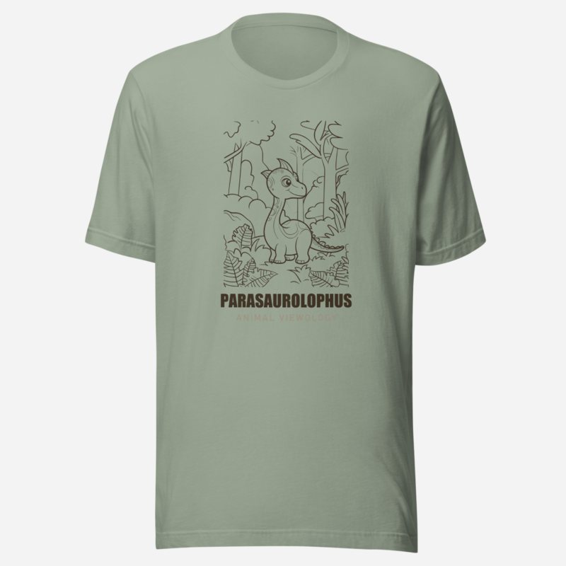 Animal Viewology Parasaurolophus Dino Life Tee in Sage