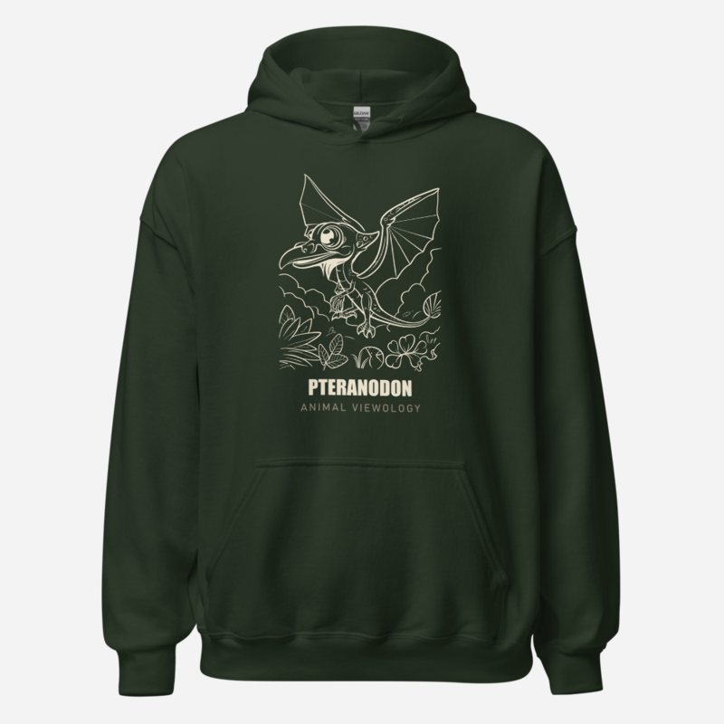 Animal Viewology Pteranodon Dino Life Hoodie Forest Green