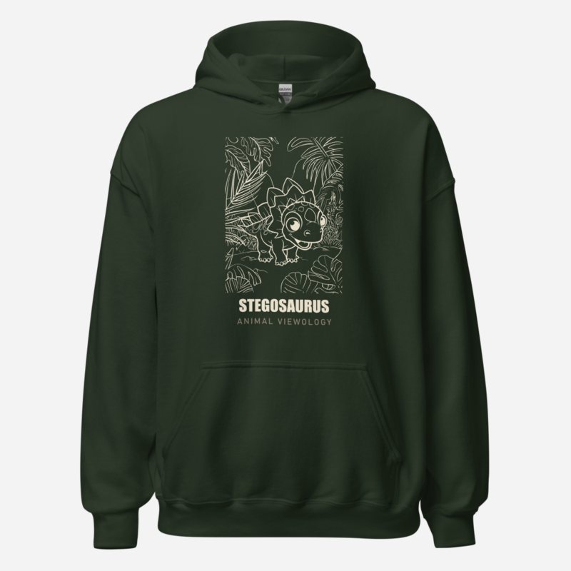 Animal Viewology Stegosaurus Dino Life Hoodie Forest Green