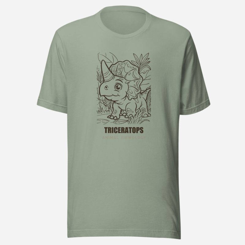 Animal Viewology Triceratops Dino Life Tee in Sage