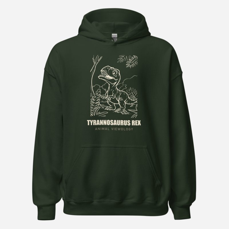 Animal Viewology Tyrannosaurus Rex Dino Life Hoodie Forest Green