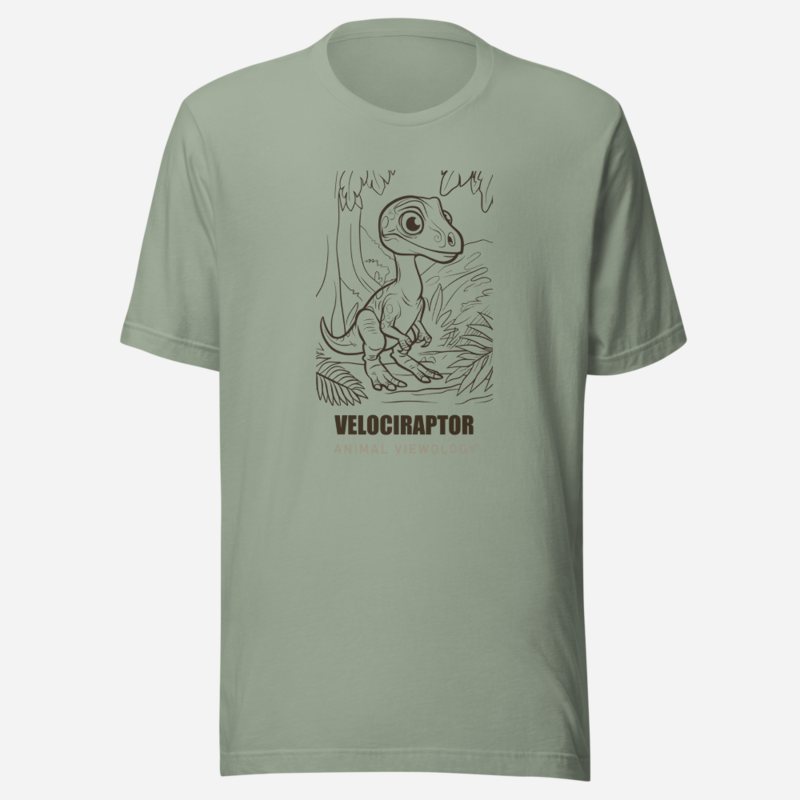 Animal Viewology Velociraptor Dino Life Tee in Sage