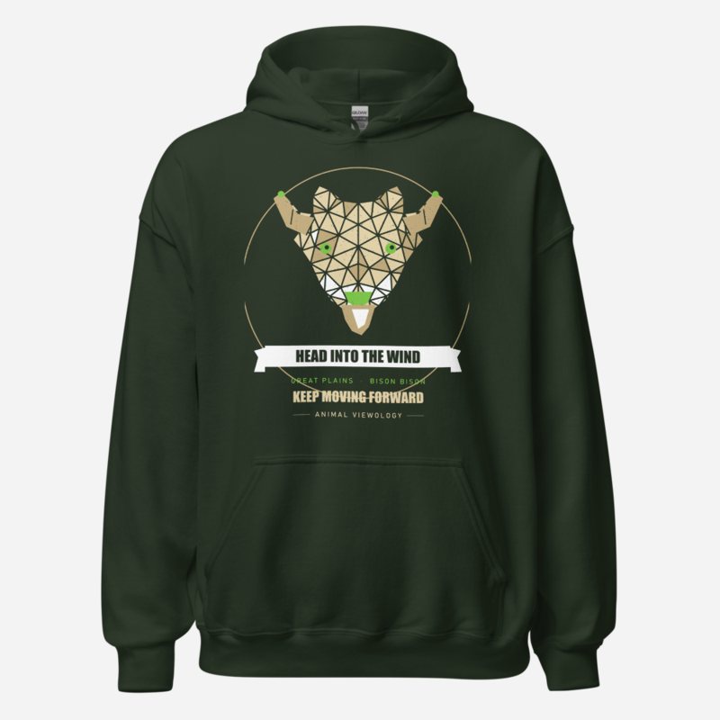 Animal Viewology Head Into The Wind Field Guide Hoodie Forest Green