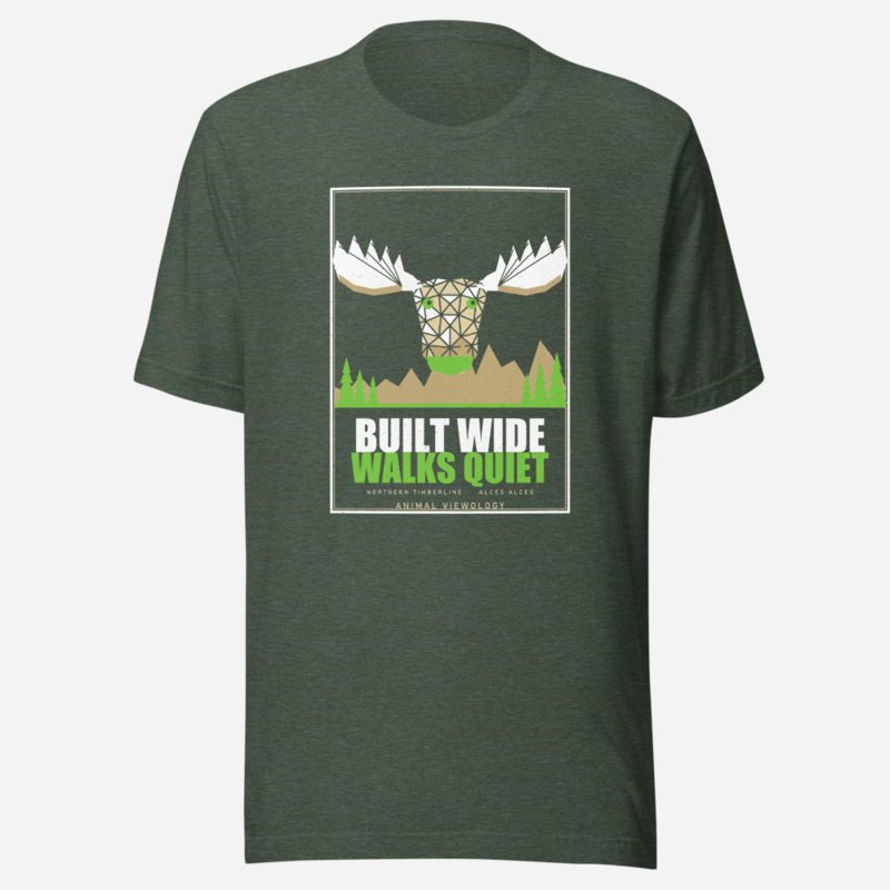 Animal Viewology Built Wide Walks Quiet Field Guide Tee in Heather Forest