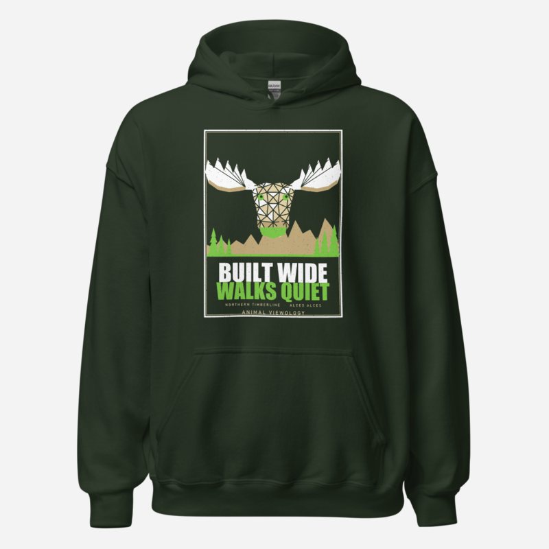 Animal Viewology Built Wide Walks Quiet Field Guide Hoodie Forest Green