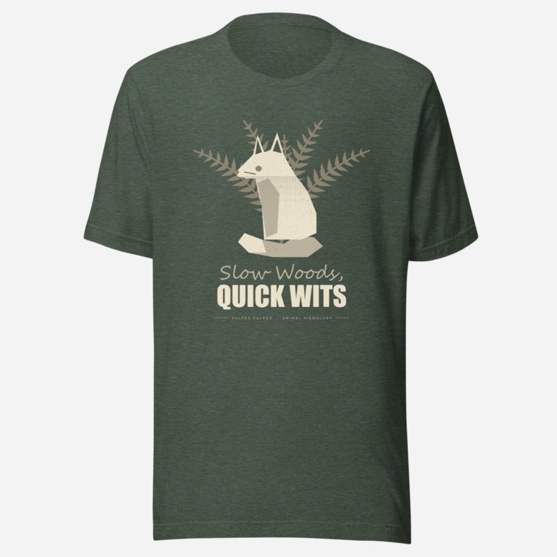 Animal Viewology Slow Woods Quick Wits Field Guide Tee in Heather Forest