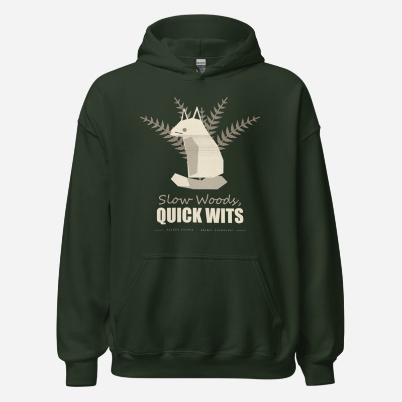Animal Viewology Slow Woods Quick Wits Field Guide Hoodie Forest Green