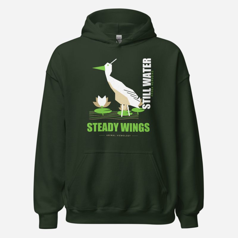 Animal Viewology Still Water Steady Wings Field Guide Hoodie Forest Green