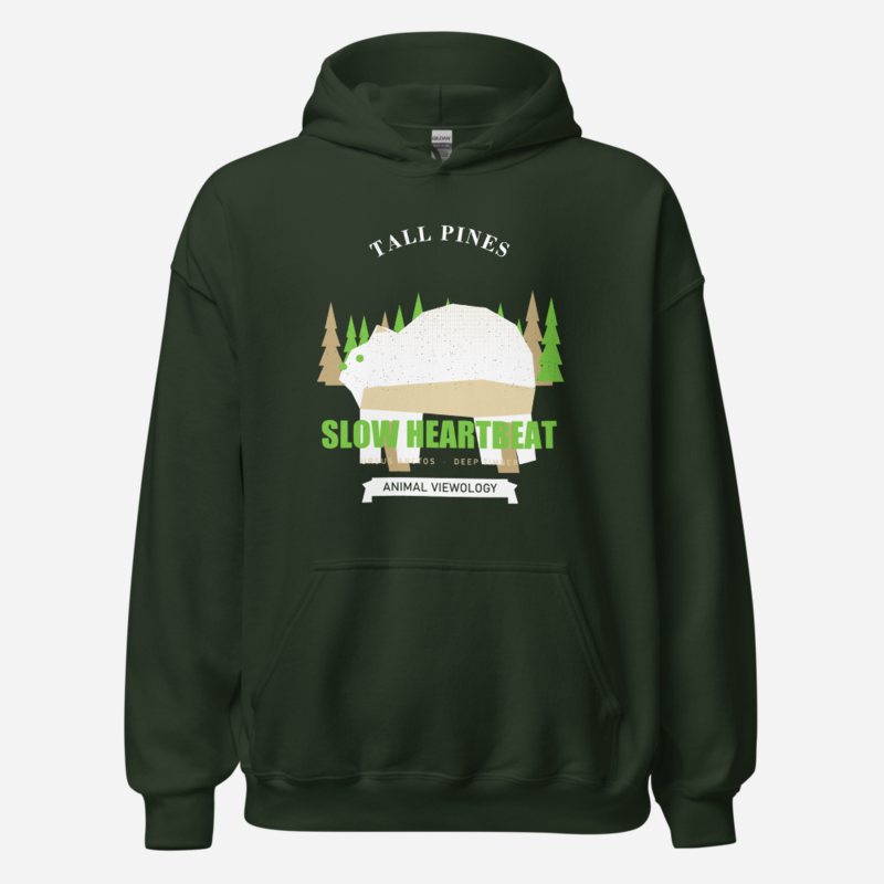 Animal Viewology Tall Pines Slow Heartbeat Field Guide Hoodie Forest Green