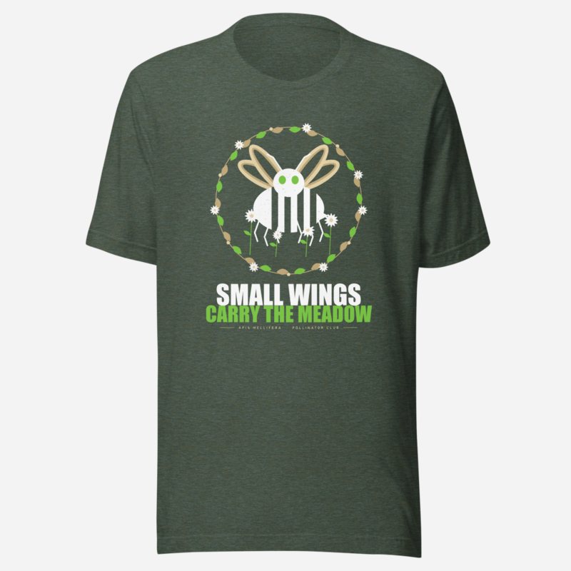 Animal Viewology Small Wings Carry The Meadow Field Guide Tee in Heather Forest