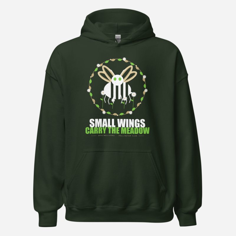 Animal Viewology Small Wings Carry The Meadow Field Guide Hoodie Forest Green