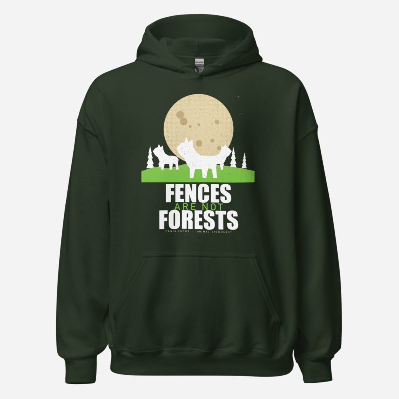 Animal Viewology Fences Are Not Forests Field Guide Hoodie Forest Green