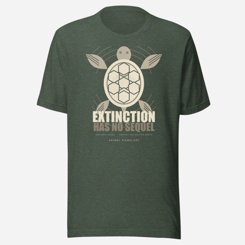 Animal Viewology Extinction Has No Sequel Field Guide Tee in Heather Forest