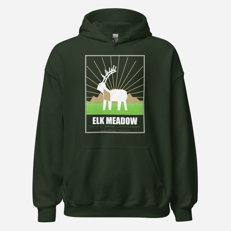 Animal Viewology Elk Meadow Field Guide Hoodie Forest Green