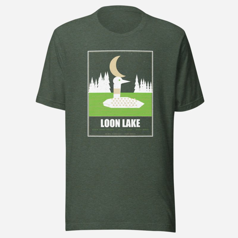 Animal Viewology Loon Lake Field Guide Tee in Heather Forest