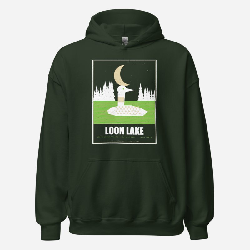 Animal Viewology Loon Lake Field Guide Hoodie Forest Green