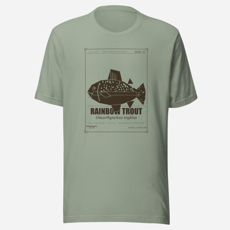 Animal Viewology Rainbow Trout Field Guide Field Guide Tee in Sage