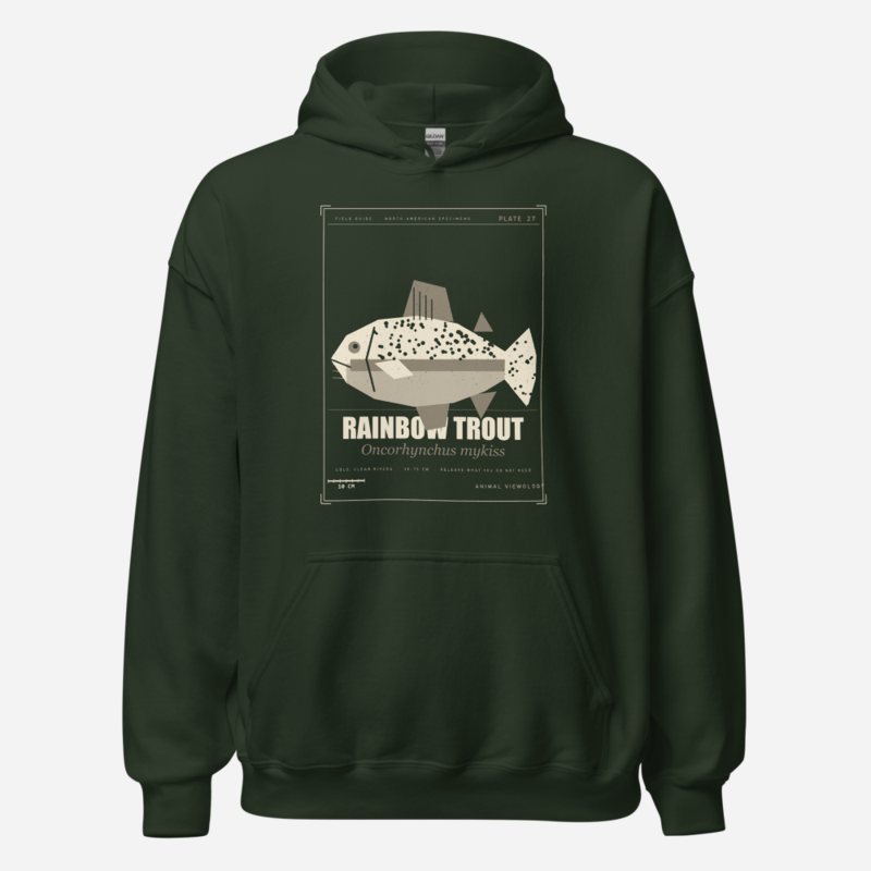 Animal Viewology Rainbow Trout Field Guide Field Guide Hoodie Forest Green