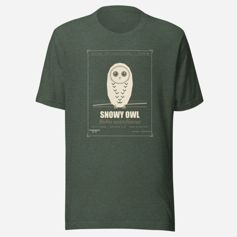 Animal Viewology Snowy Owl Field Guide Field Guide Tee in Heather Forest