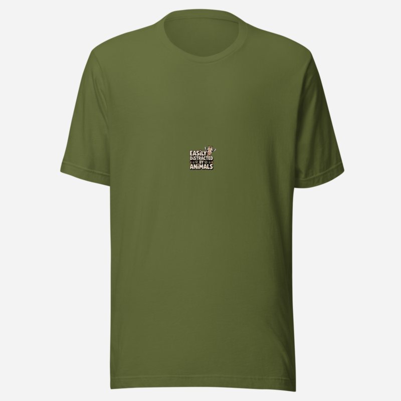 Animal Viewology Easily Distracted By Animals Tee Olive