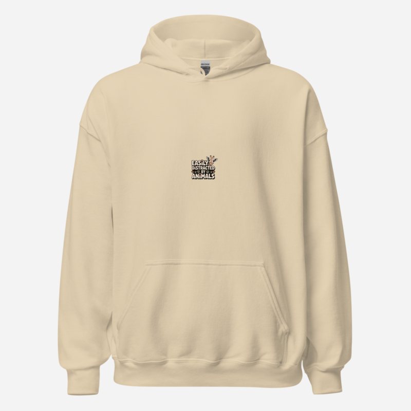 Animal Viewology Easily Distracted By Animals Hoodie Sand