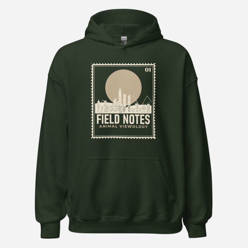 Animal Viewology Field Notes Stamp Hoodie in Forest Green