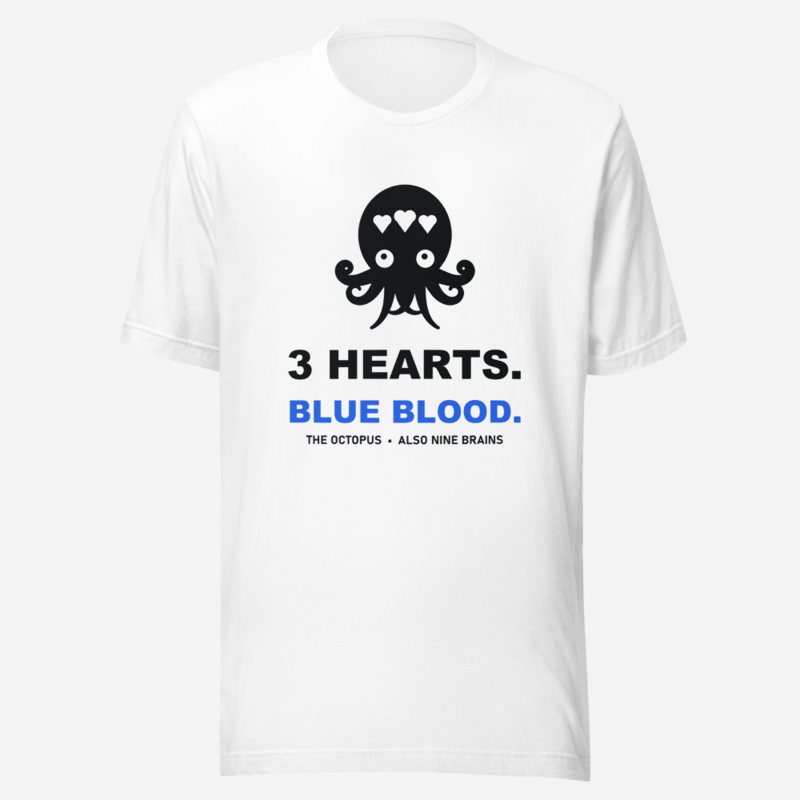 Animal Viewology Three Hearts Blue Blood Tee in White